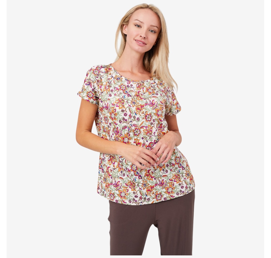 Image 103004_OMU.jpg, Product 103-004 / Price $34.88, Kim & Co. Printed Brazil Knit Signature Short Sleeve Top from Kim & Co. on TSC.ca's Fashion department