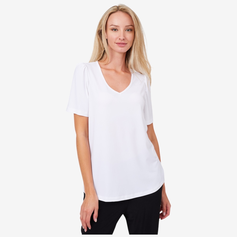 Image 103008_ACWT.jpg, Product 103-008 / Price $19.88, Kim & Co. Brazil Knit Essential Short Sleeve Sweet V-Neck Top from Kim & Co. on TSC.ca's Fashion department