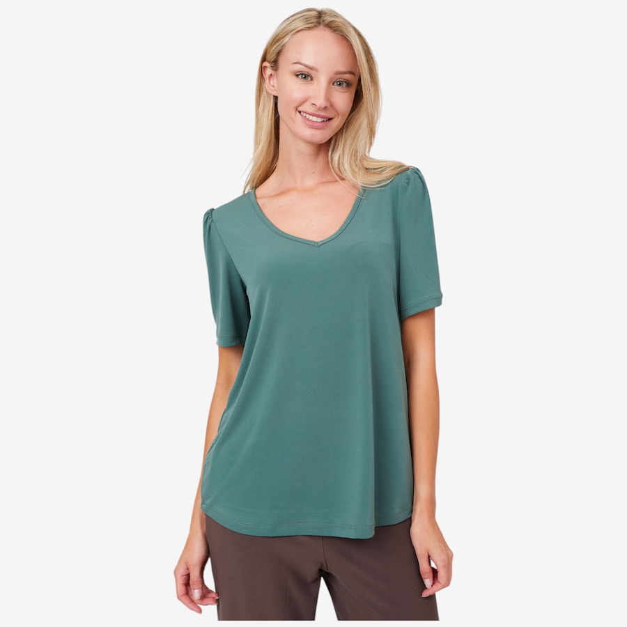 Image 103008_SGE.jpg, Product 103-008 / Price $19.88, Kim & Co. Brazil Knit Essential Short Sleeve Sweet V-Neck Top from Kim & Co. on TSC.ca's Fashion department