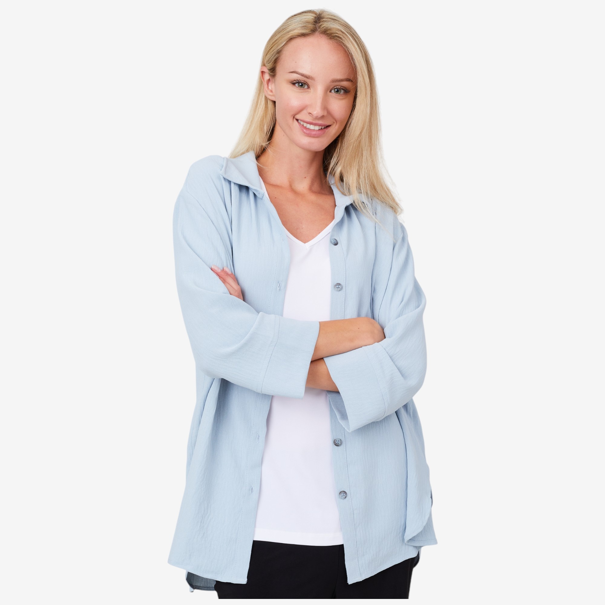 Kim & Co. Crinkle Poplin Karli Relaxed Shirt with Cuff - TSC.ca
