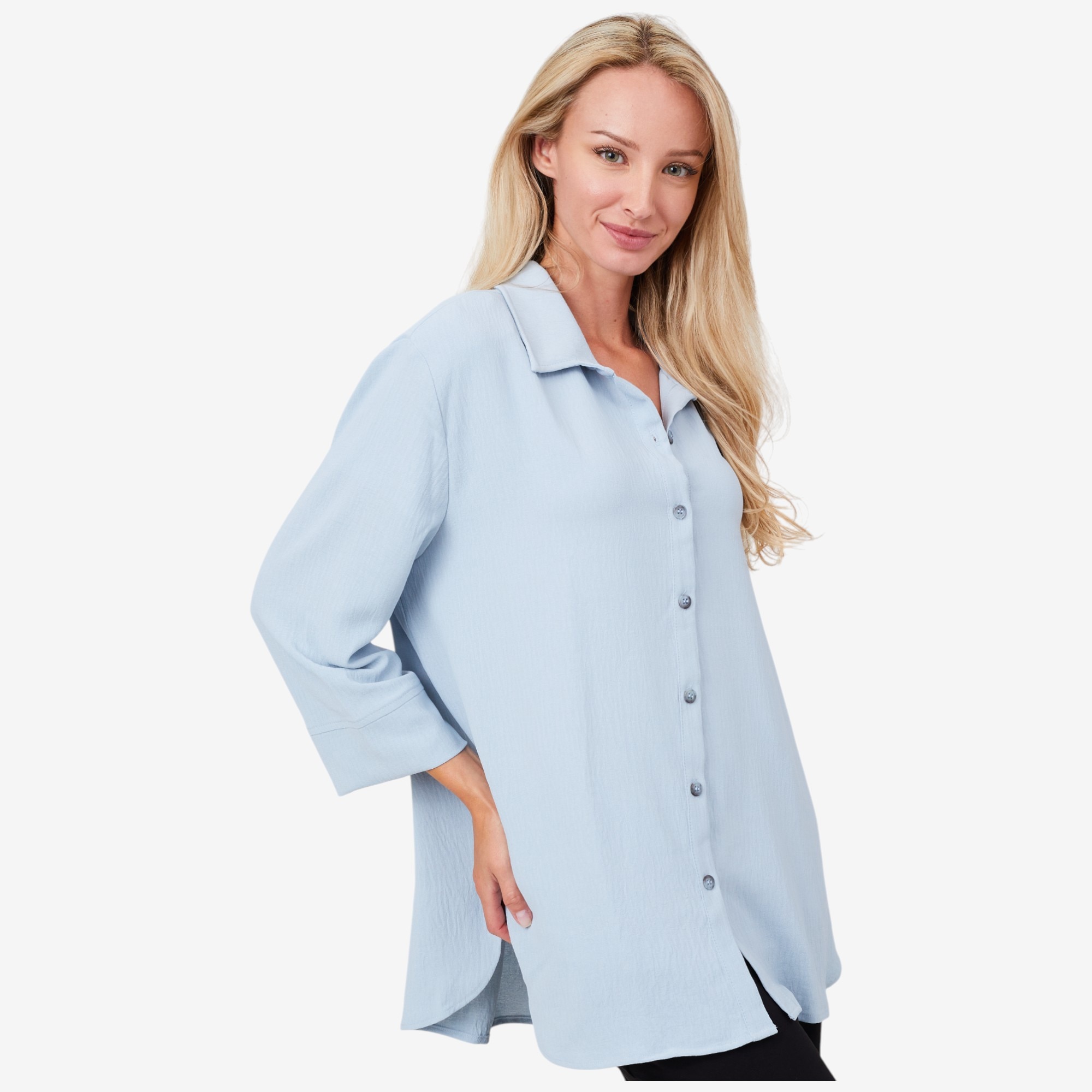 Kim & Co. Crinkle Poplin Karli Relaxed Shirt with Cuff - TSC.ca