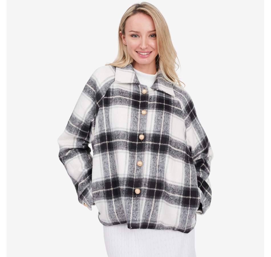 Image 103017_ALTMORE10.jpg, Product 103-017 / Price $209.00, Brunette The Label Plaid Jacket With Gold Buttons from Brunette The Label on TSC.ca's Fashion department