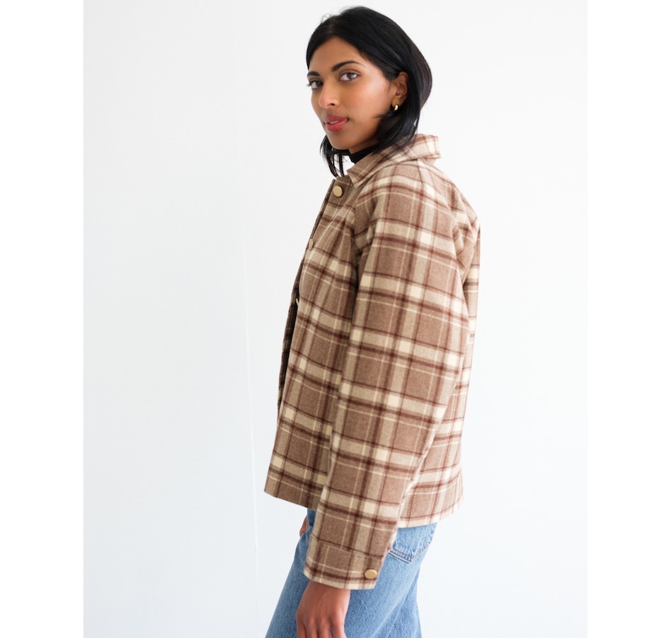 Image 103017_ALTMORE3.jpg, Product 103-017 / Price $209.00, Brunette The Label Plaid Jacket With Gold Buttons from Brunette The Label on TSC.ca's Fashion department