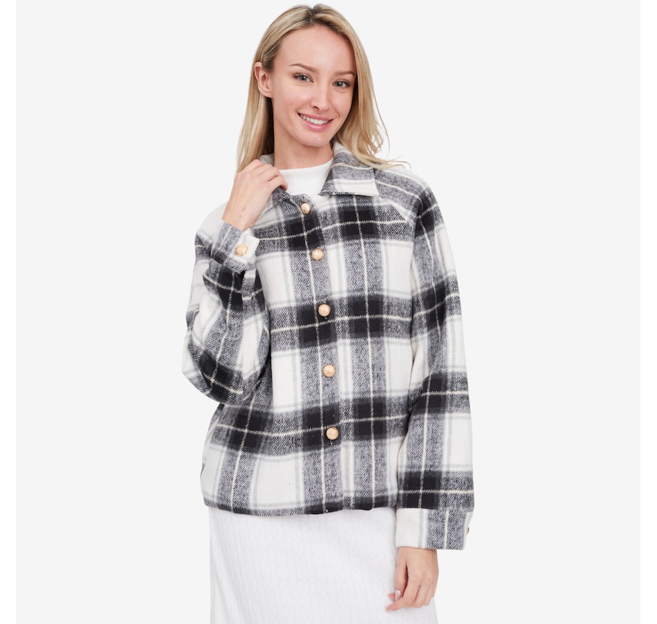 Image 103017_BLC.jpg, Product 103-017 / Price $209.00, Brunette The Label Plaid Jacket With Gold Buttons from Brunette The Label on TSC.ca's Fashion department