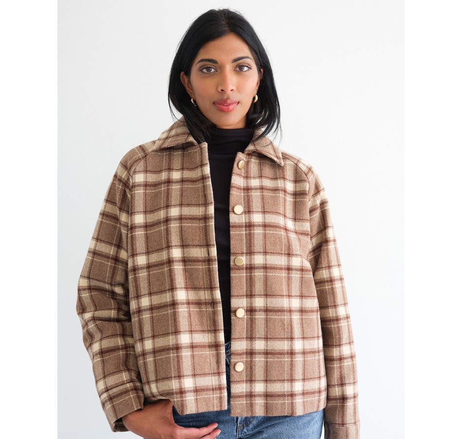 Image 103017_BRCR.jpg, Product 103-017 / Price $209.00, Brunette The Label Plaid Jacket With Gold Buttons from Brunette The Label on TSC.ca's Fashion department