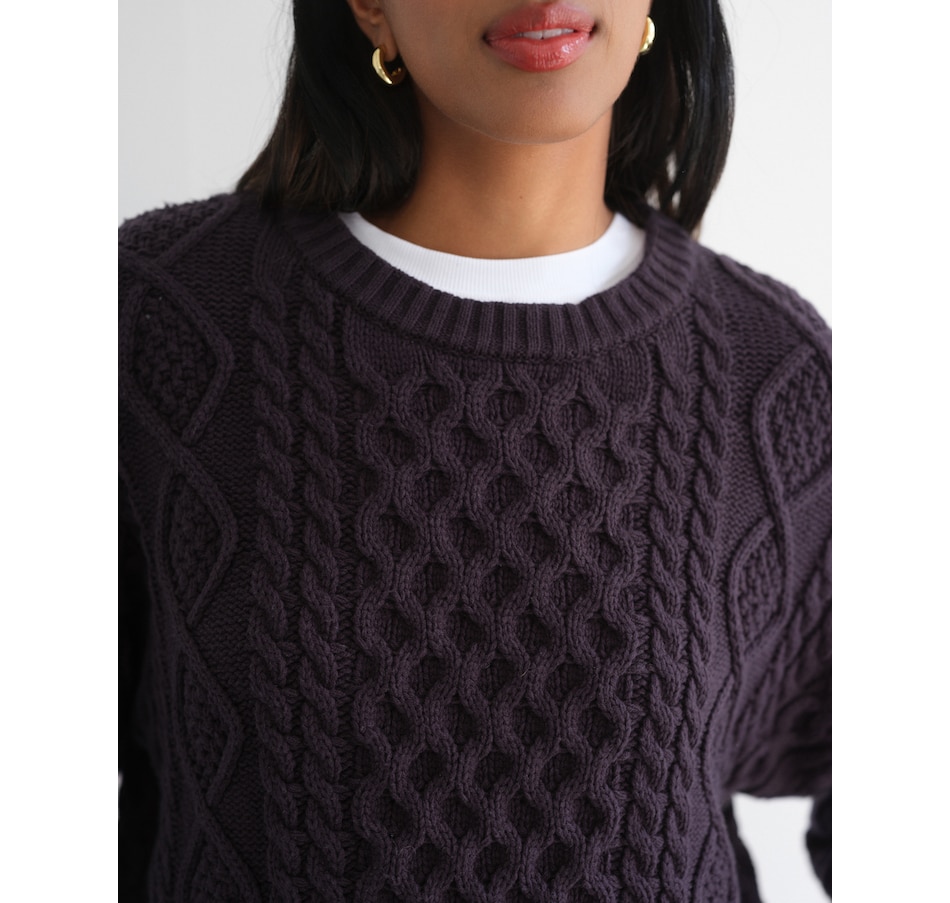 Image 103021_NVY.jpg, Product 103-021 / Price $179.00, Brunette The Label Irish Cable Oversized Sweater from Brunette The Label on TSC.ca's Fashion department