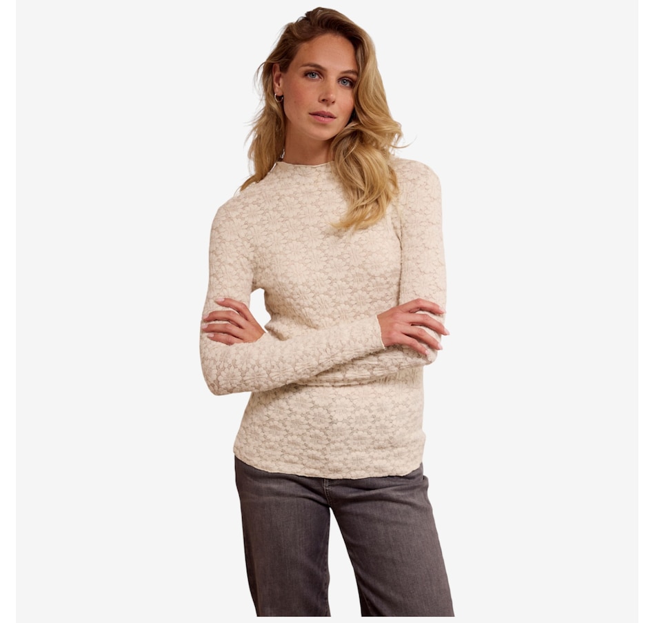 Image 103068_ALTMORE4.jpg, Product 103-068 / Price $49.88, Tramontana Flared Sleeve Brushed Lace Top from Tramontana on TSC.ca's Fashion department