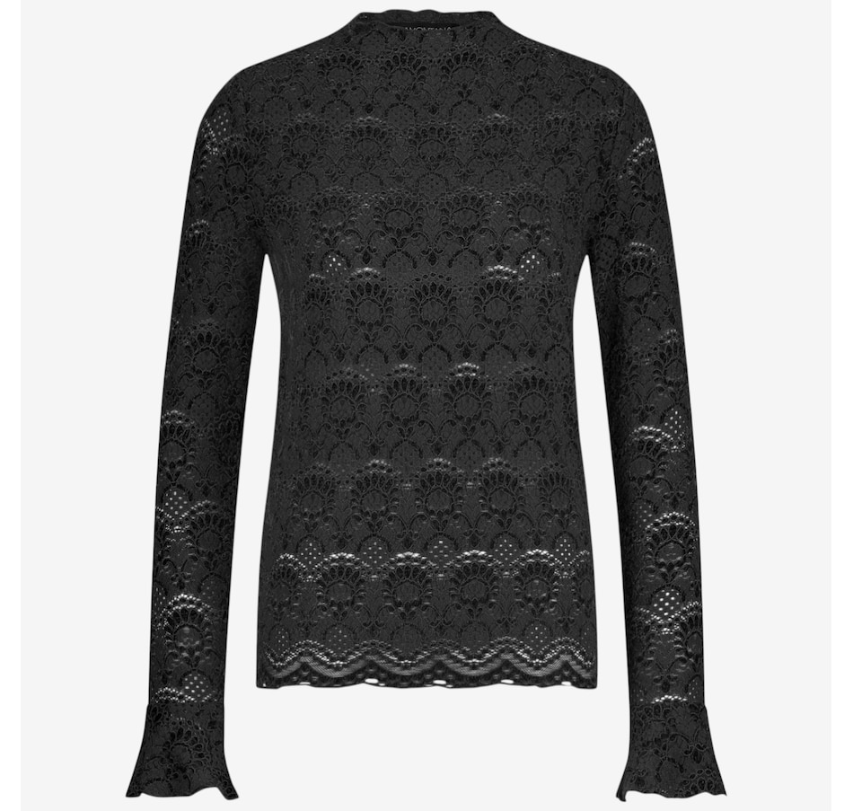 Image 103068_BLK.jpg, Product 103-068 / Price $49.88, Tramontana Flared Sleeve Brushed Lace Top from Tramontana on TSC.ca's Fashion department