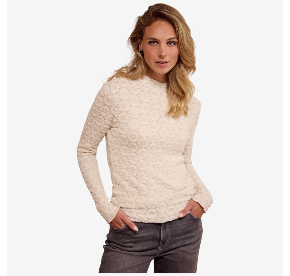 Image 103068_STN.jpg, Product 103-068 / Price $49.88, Tramontana Flared Sleeve Brushed Lace Top from Tramontana on TSC.ca's Fashion department