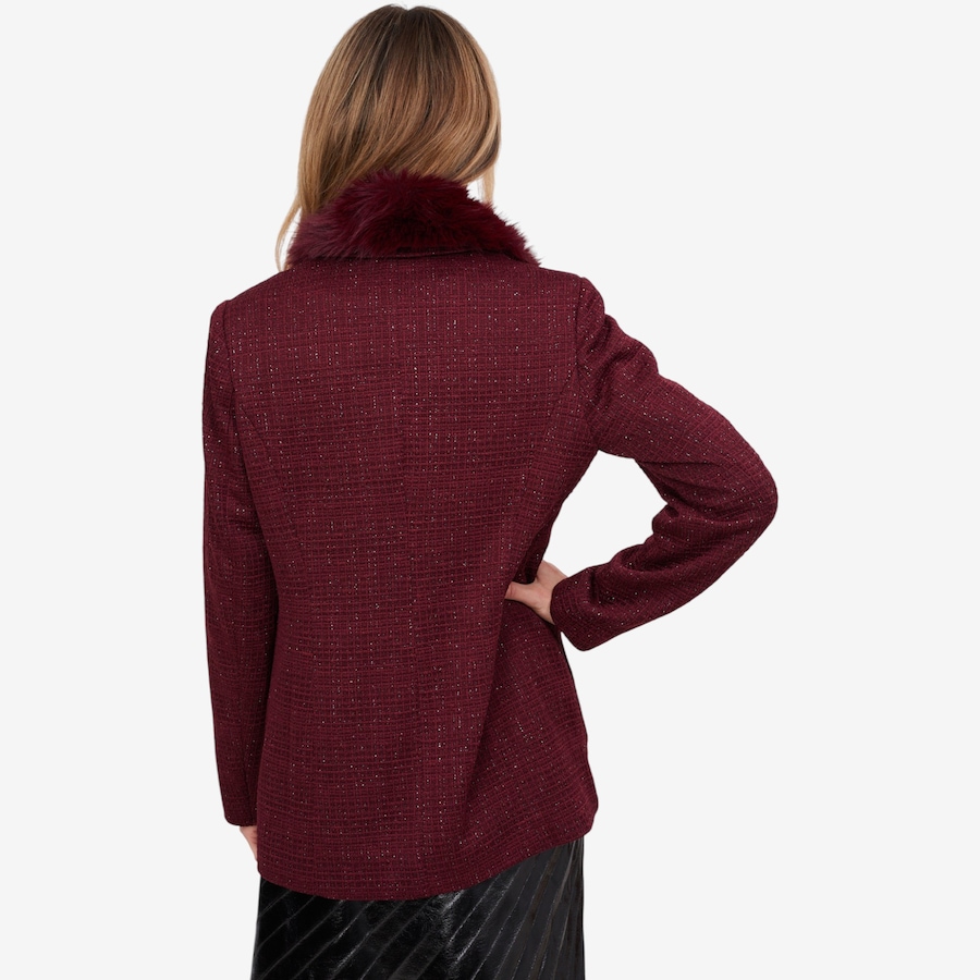 Image 103081_ALTMORE3.jpg, Product 103-081 / Price $89.33, Badgley Mischka Onyx Long Tweed Wrap Blazer with Detachable Fur Collar from Badgley Mischka on TSC.ca's Fashion department