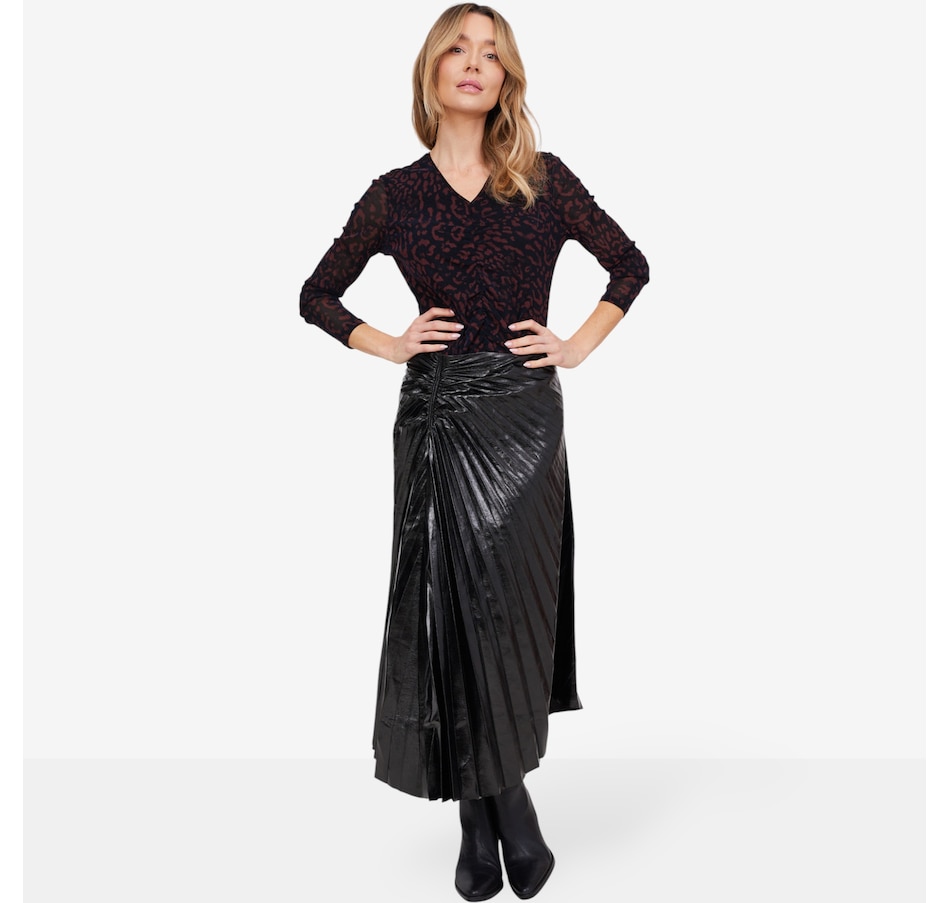 Image 103085_ALTMORE2.jpg, Product 103-085 / Price $49.88, Badgley Mischka Marley Printed Mesh V-Neck Top from Badgley Mischka on TSC.ca's Fashion department