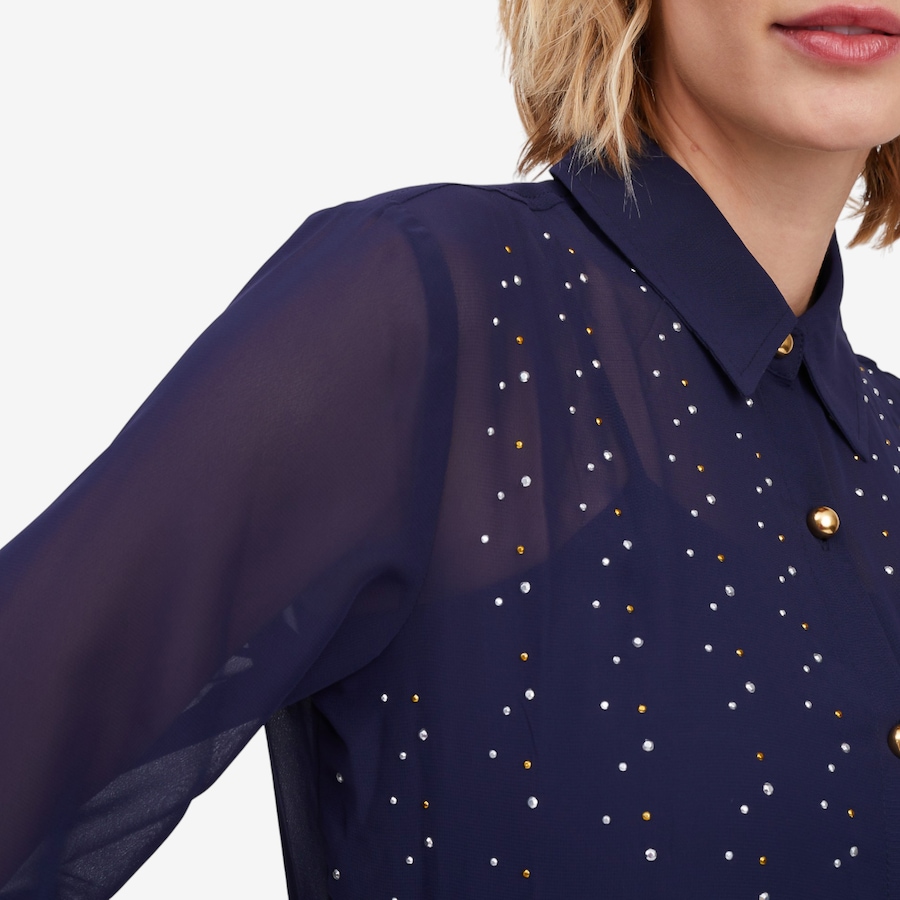 Image 103092_ALTMORE1.jpg, Product 103-092 / Price $19.33, Isaac Mizrahi Chiffon Embellished Button Down Shirt from Isaac Mizrahi New York on TSC.ca's Fashion department