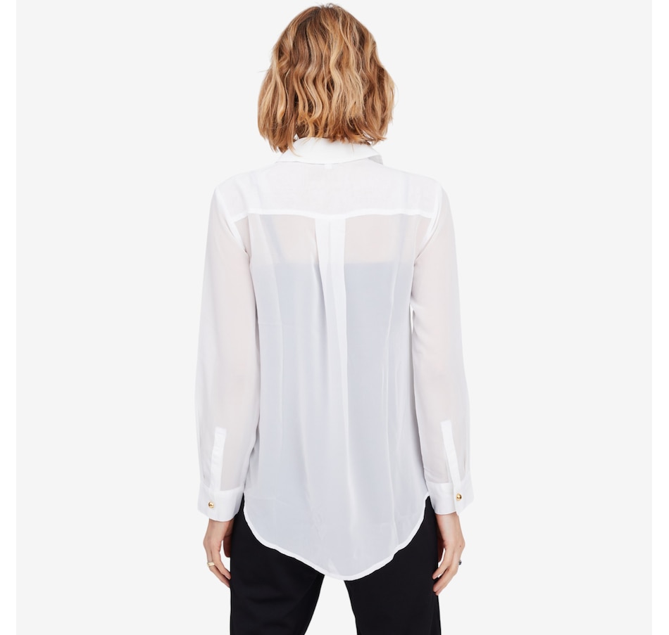 Image 103092_ALTMORE2.jpg, Product 103-092 / Price $119.99, Isaac Mizrahi Chiffon Embellished Button Down Shirt from Isaac Mizrahi New York on TSC.ca's Fashion department