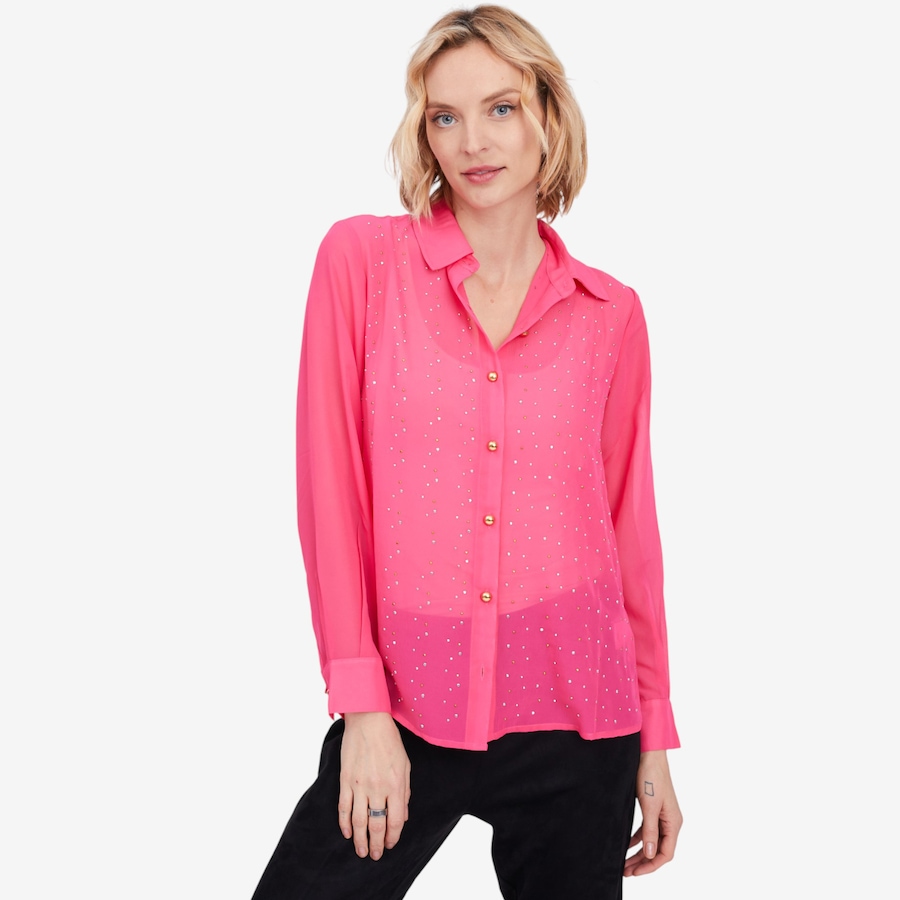 Image 103092_FUS.jpg, Product 103-092 / Price $19.33, Isaac Mizrahi Chiffon Embellished Button Down Shirt from Isaac Mizrahi New York on TSC.ca's Fashion department