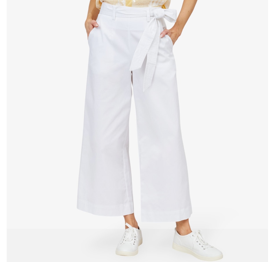 Image 103169_WHT.jpg, Product 103-169 / Price $79.88, Parker & Rowe Tie Belt Wide Leg Pant from Parker & Rowe on TSC.ca's Fashion department
