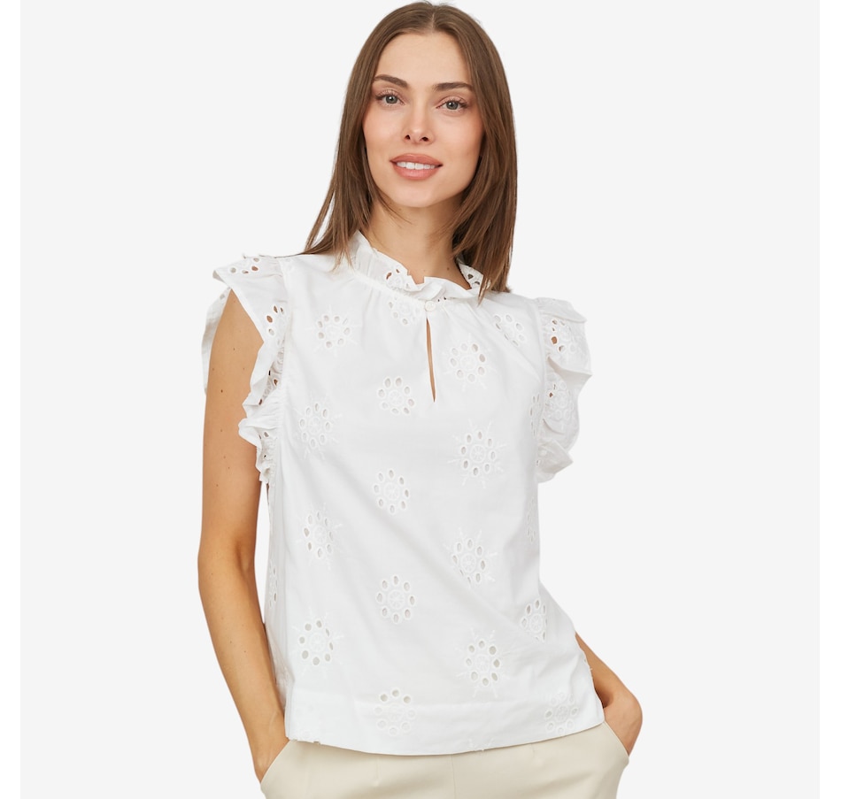 Image 103171_WHT.jpg, Product 103-171 / Price $39.33, Parker & Rowe Eyelet Flutter Top from Parker & Rowe on TSC.ca's Fashion department