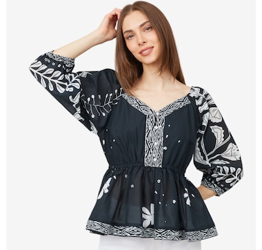Parker & Rowe Printed Puff Sleeve Top