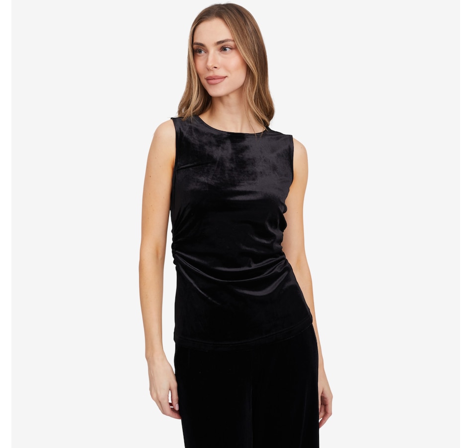 Image 103197_BLK.jpg, Product 103-197 / Price $54.99, Isaac Mizrahi Velvet Crew Neck Tank from Isaac Mizrahi New York on TSC.ca's Fashion department