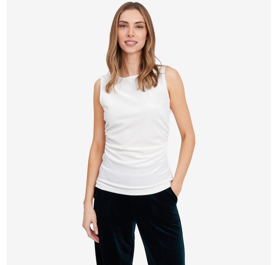Image 103197_IVR.jpg, Product 103-197 / Price $54.99, Isaac Mizrahi Velvet Crew Neck Tank from Isaac Mizrahi New York on TSC.ca's Fashion department