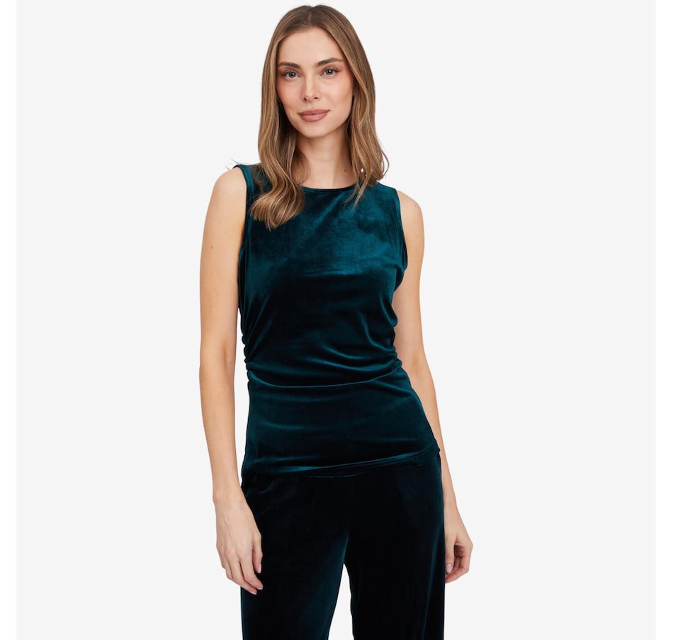 Image 103197_TLE.jpg, Product 103-197 / Price $54.99, Isaac Mizrahi Velvet Crew Neck Tank from Isaac Mizrahi New York on TSC.ca's Fashion department