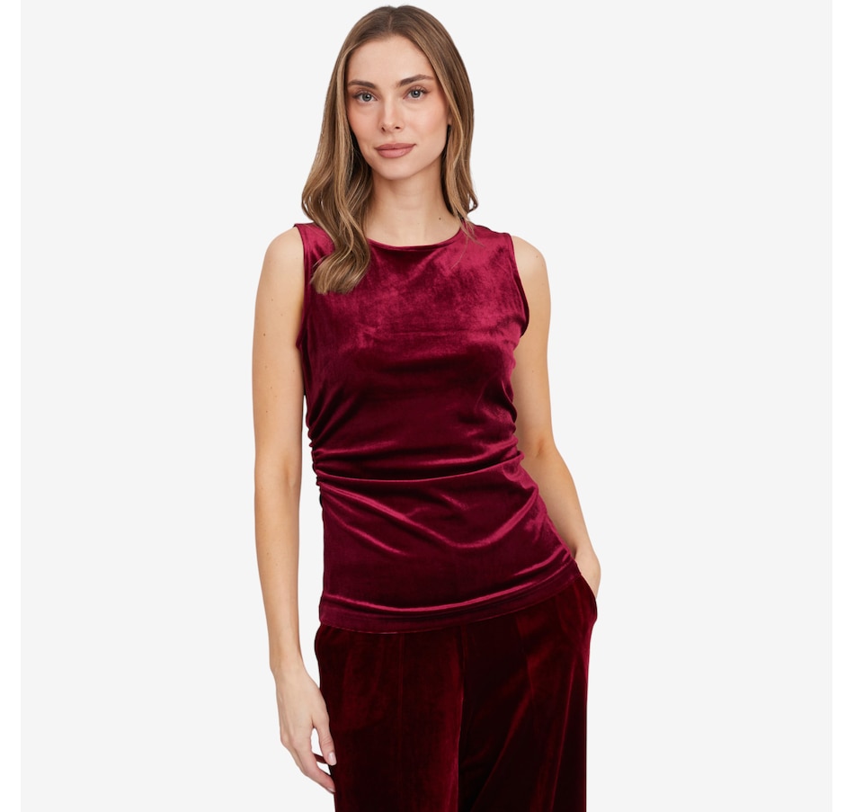 Image 103197_WIN.jpg, Product 103-197 / Price $54.99, Isaac Mizrahi Velvet Crew Neck Tank from Isaac Mizrahi New York on TSC.ca's Fashion department