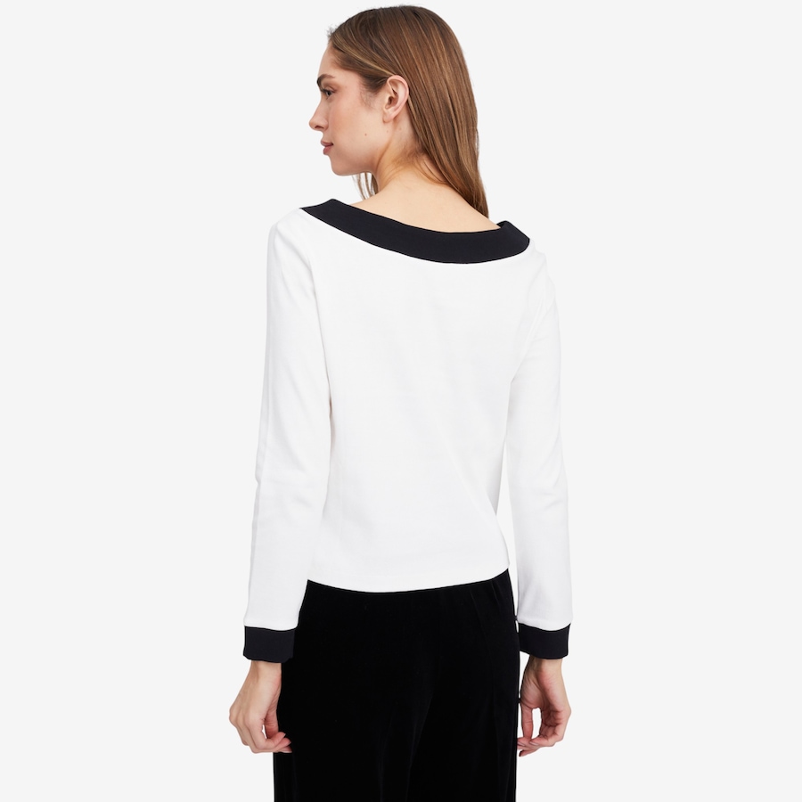 Image 103198_ALTMORE3.jpg, Product 103-198 / Price $29.33, Isaac Mizrahi Ballet Neck Rib Bow Top from Isaac Mizrahi New York on TSC.ca's Fashion department