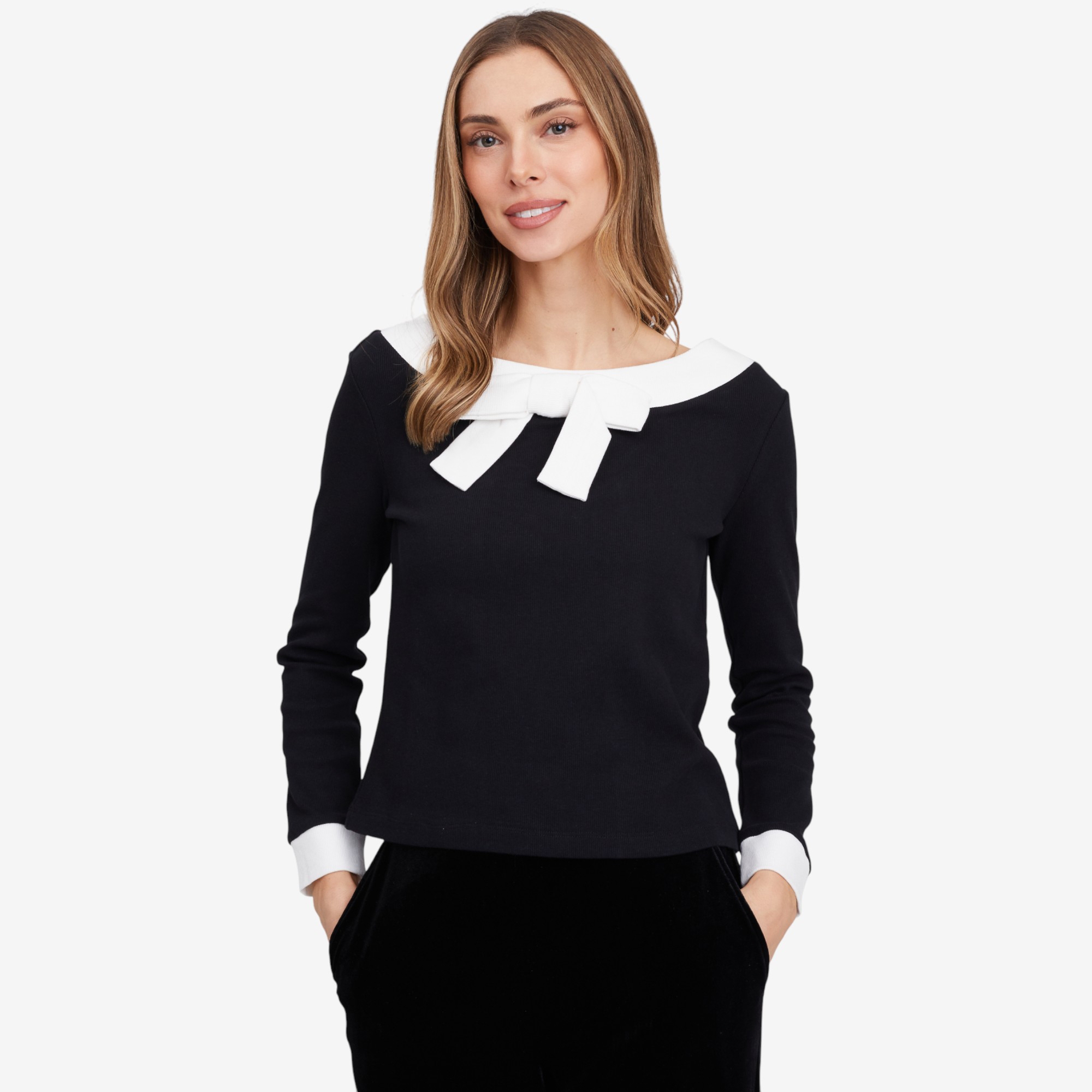 Isaac Mizrahi Ballet Neck Rib Bow Top - TSC.ca