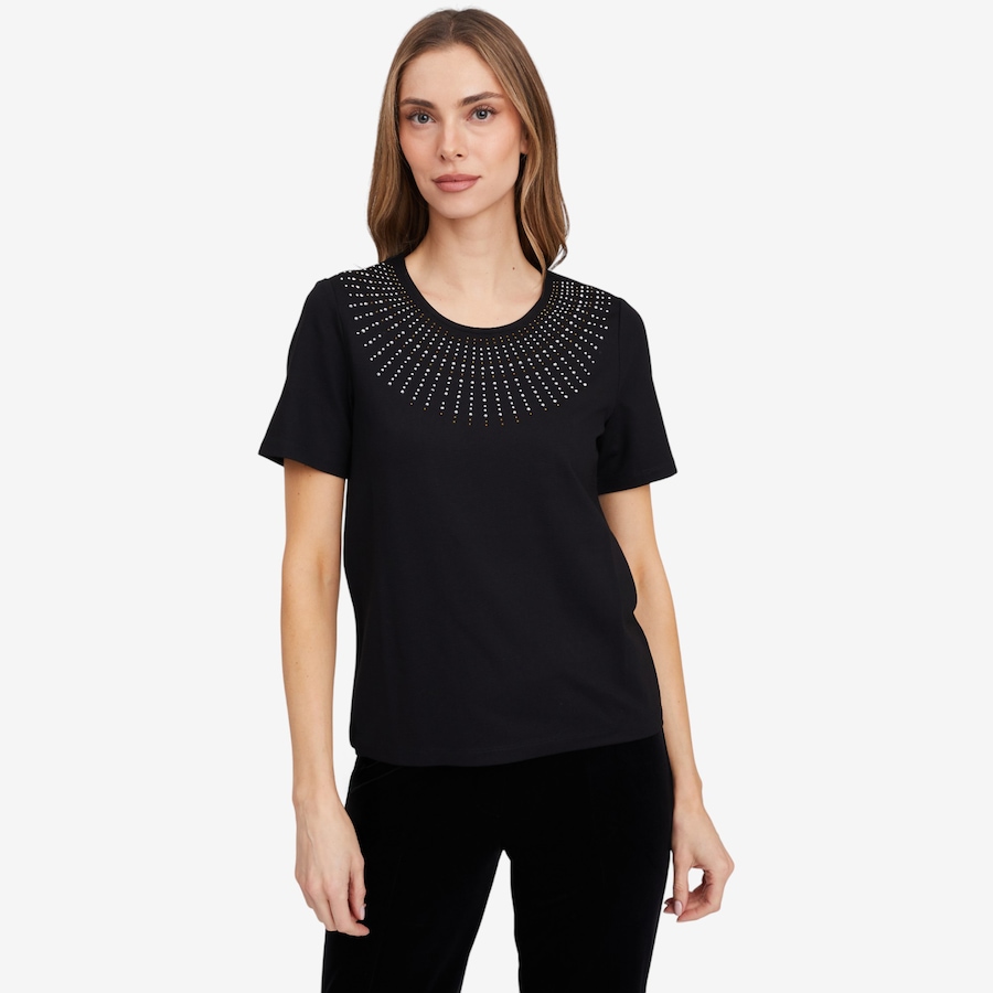 Image 103199_BLK.jpg, Product 103-199 / Price $29.33, Isaac Mizrahi Embellished T-Shirt from Isaac Mizrahi New York on TSC.ca's Fashion department