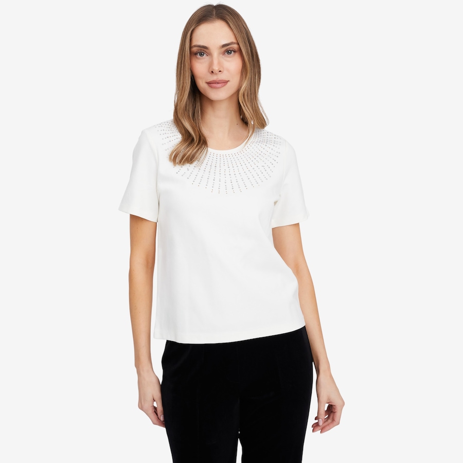 Image 103199_WHT.jpg, Product 103-199 / Price $29.33, Isaac Mizrahi Embellished T-Shirt from Isaac Mizrahi New York on TSC.ca's Fashion department