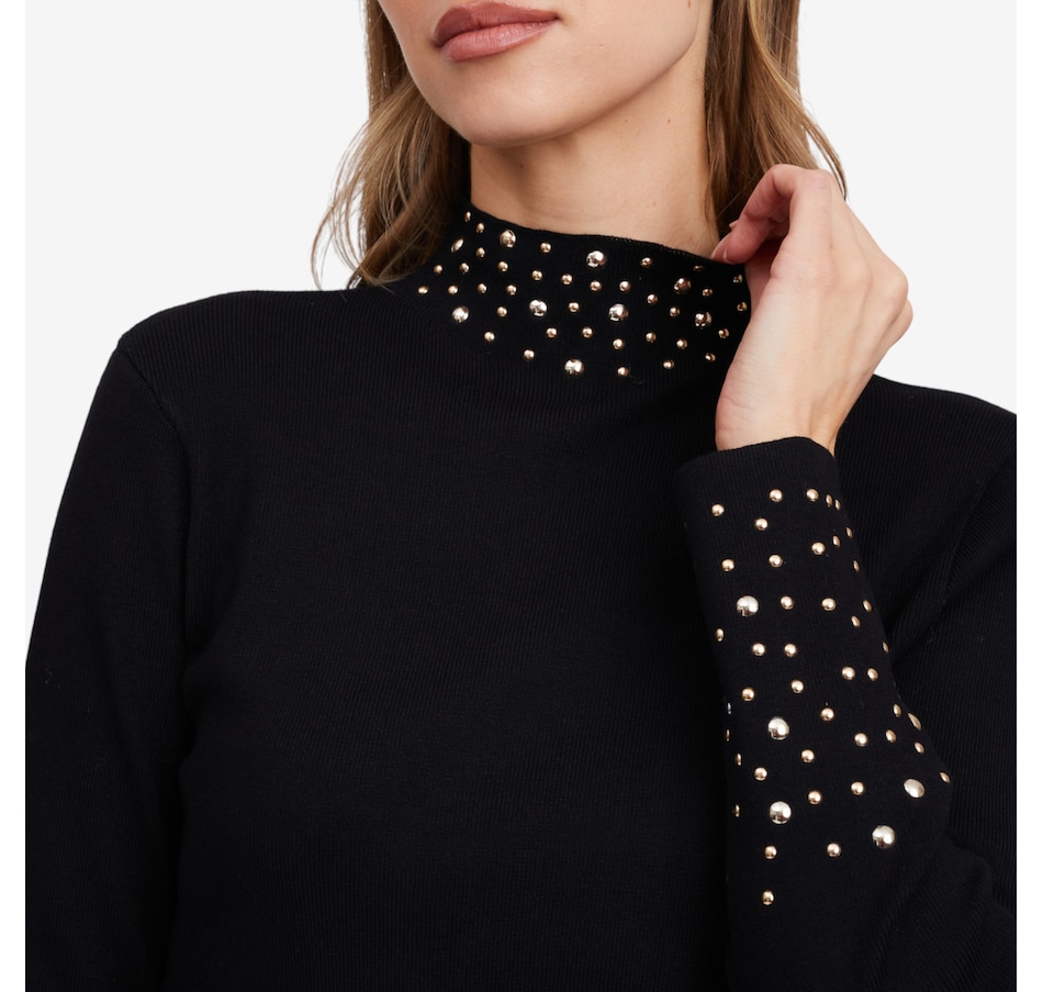 Image 103200_ALTMORE1.jpg, Product 103-200 / Price $79.99, Isaac Mizrahi Mock Neck Stud Sweater from Isaac Mizrahi New York on TSC.ca's Fashion department