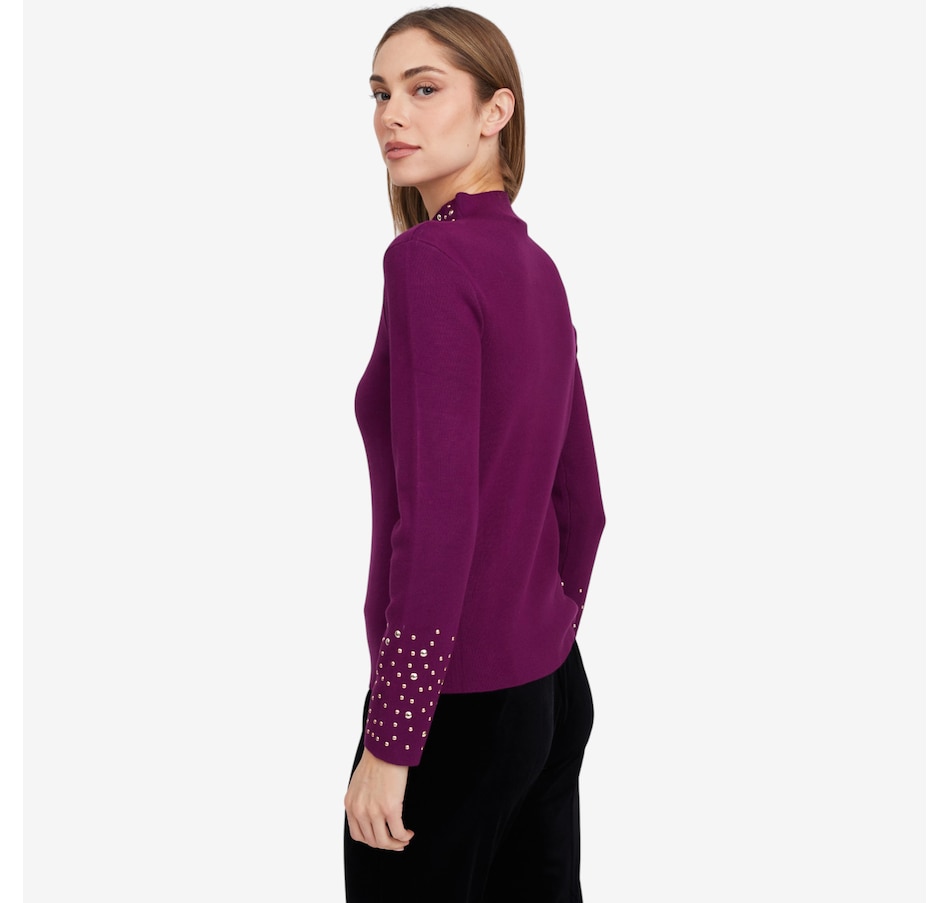 Image 103200_ALTMORE2.jpg, Product 103-200 / Price $79.99, Isaac Mizrahi Mock Neck Stud Sweater from Isaac Mizrahi New York on TSC.ca's Fashion department