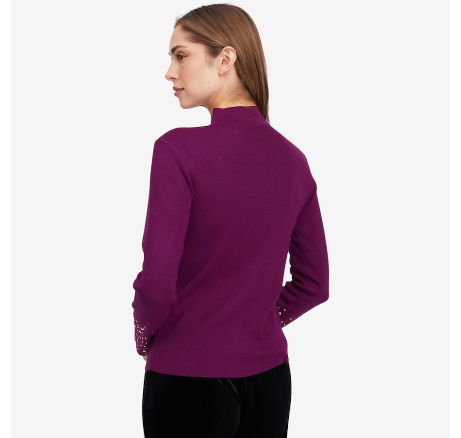 Image 103200_ALTMORE3.jpg, Product 103-200 / Price $79.99, Isaac Mizrahi Mock Neck Stud Sweater from Isaac Mizrahi New York on TSC.ca's Fashion department