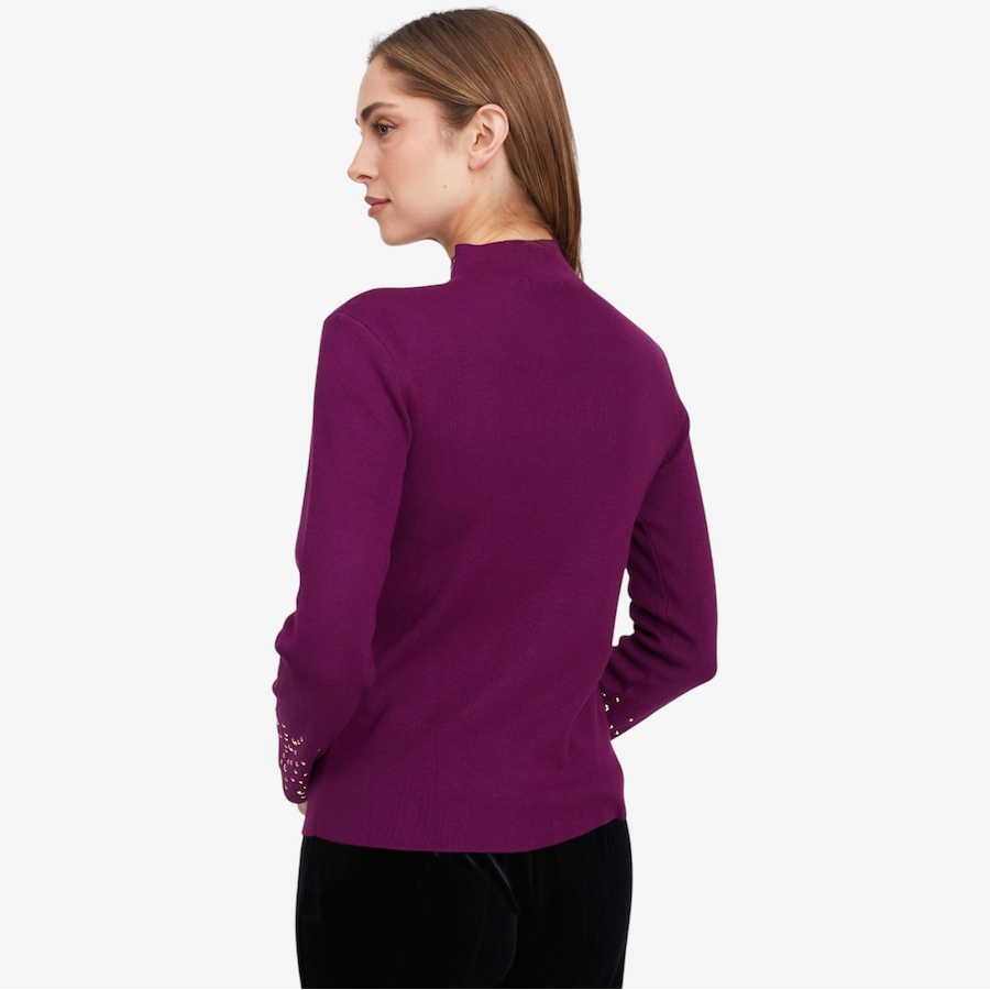 Image 103200_ALTMORE3.jpg, Product 103-200 / Price $29.33, Isaac Mizrahi Mock Neck Stud Sweater from Isaac Mizrahi New York on TSC.ca's Fashion department
