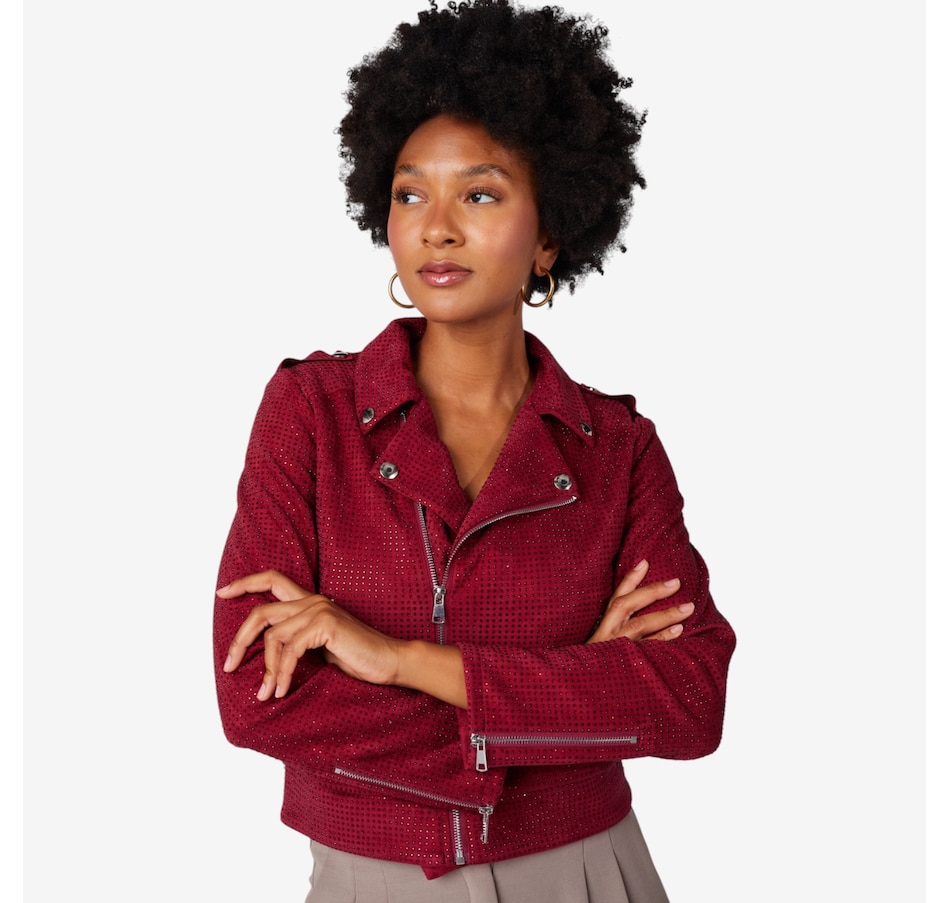 Image 103206_CRN.jpg, Product 103-206 / Price $225.00, Brian Bailey Faux Suede Studded Moto Jacket from Brian Bailey on TSC.ca's Fashion department