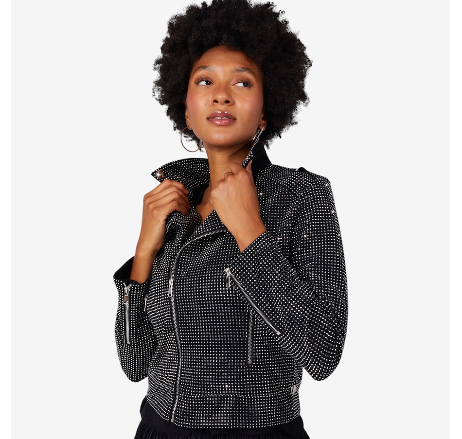 Image 103206_SLK.jpg, Product 103-206 / Price $225.00, Brian Bailey Faux Suede Studded Moto Jacket from Brian Bailey on TSC.ca's Fashion department