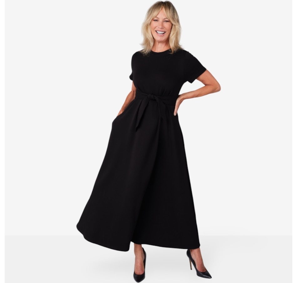 Image 103216_BLK.jpg, Product 103-216 / Price $129.88, Brian Bailey Scuba Maxi Dress with Self Belt from Brian Bailey on TSC.ca's Fashion department