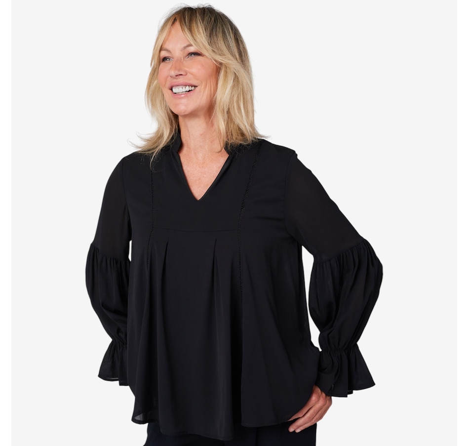 Image 103220_BLK.jpg, Product 103-220 / Price $89.88, Brian Bailey Puff Sleeve Fretwork Blouse from Brian Bailey on TSC.ca's Fashion department