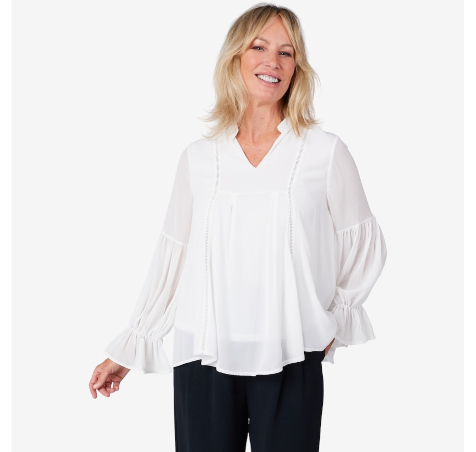 Image 103220_IVR.jpg, Product 103-220 / Price $89.88, Brian Bailey Puff Sleeve Fretwork Blouse from Brian Bailey on TSC.ca's Fashion department