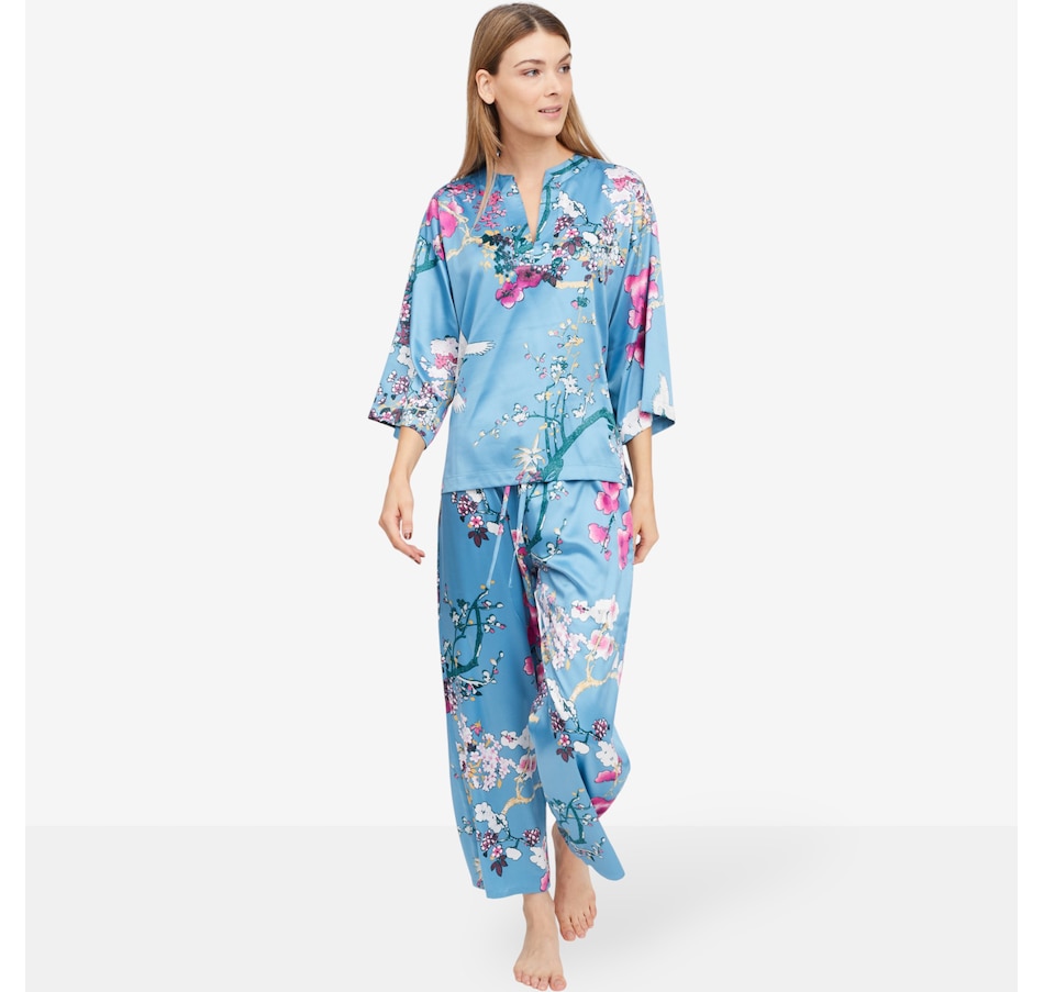 Image 103235_BLU.jpg, Product 103-235 / Price $110.00, N Natori Sakura Satin Mandarin Collar PJ Set from N Natori on TSC.ca's Fashion department