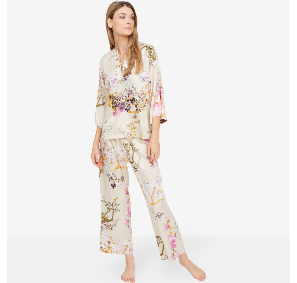 Image 103235_CHM.jpg, Product 103-235 / Price $110.00, N Natori Sakura Satin Mandarin Collar PJ Set from N Natori on TSC.ca's Fashion department