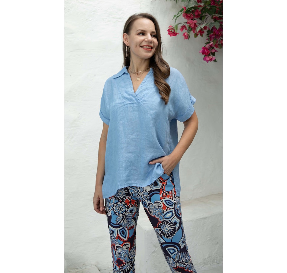 Image 103251_BLU.jpg, Product 103-251 / Price $27.88, Orange Fashion Village Lucia Embroidered Neckline Blouse from Orange Fashion Village on TSC.ca's Fashion department