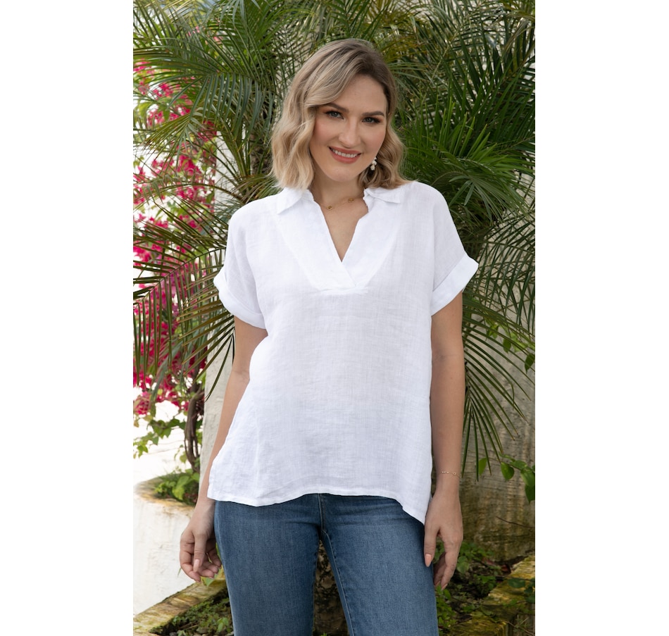 Image 103251_WHT.jpg, Product 103-251 / Price $27.88, Orange Fashion Village Lucia Embroidered Neckline Blouse from Orange Fashion Village on TSC.ca's Fashion department