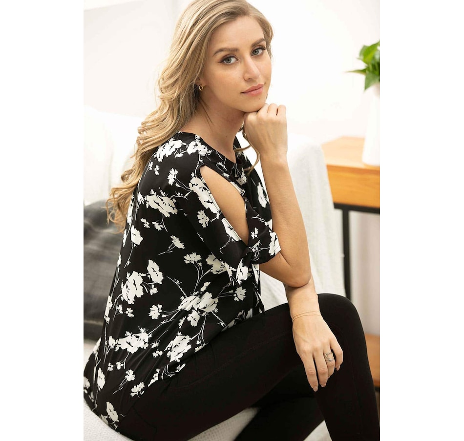 Image 103253_ALTMORE2.jpg, Product 103-253 / Price $19.88, Orange Fashion Village Aaliyah Printed Top with Tie Up Sleeve from Orange Fashion Village on TSC.ca's Fashion department