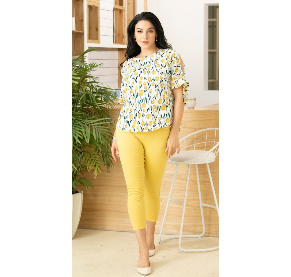 Image 103253_ALTMORE3.jpg, Product 103-253 / Price $19.88, Orange Fashion Village Aaliyah Printed Top with Tie Up Sleeve from Orange Fashion Village on TSC.ca's Fashion department