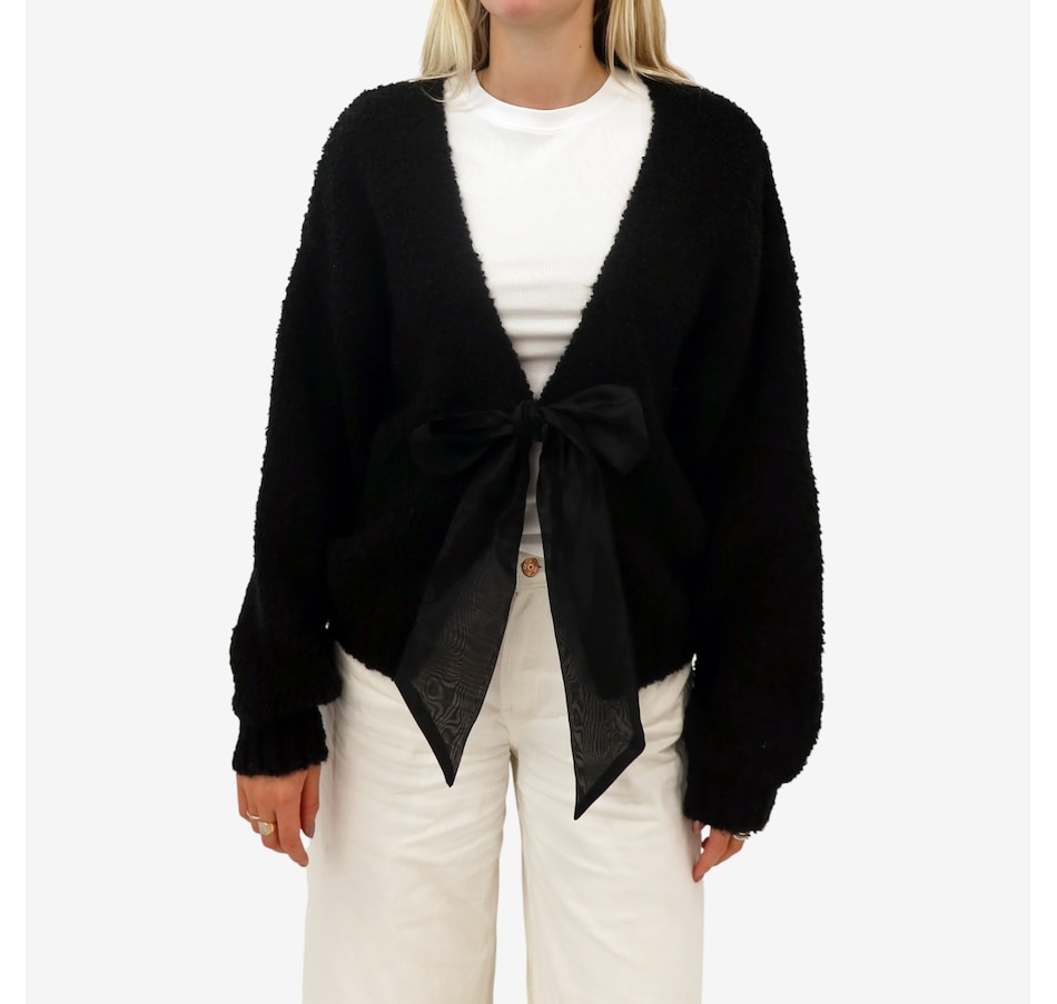 Image 103262_BLK.jpg, Product 103-262 / Price $198.00, Brunette The Label Elsa Bow Cardigan from Brunette The Label on TSC.ca's Fashion department