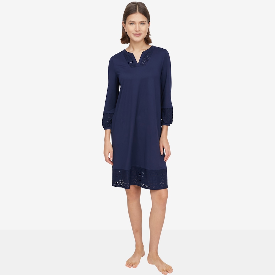 Image 103270_DSBLU.jpg, Product 103-270 / Price $29.88, Cuddl Duds Flexwear with Eyelet Lounge Dress from Cuddl Duds on TSC.ca's Fashion department