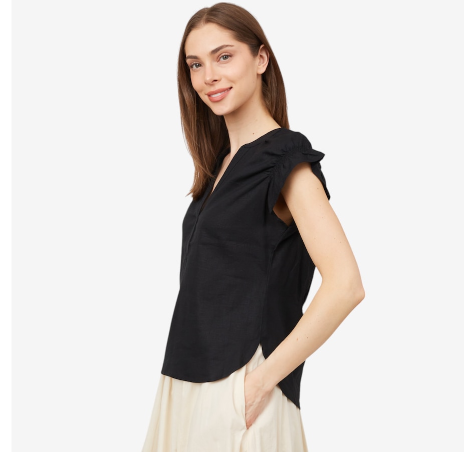 Image 103280_ALTMORE3.jpg, Product 103-280 / Price $59.88, Parker & Rowe Split Neck Top from Parker & Rowe on TSC.ca's Fashion department