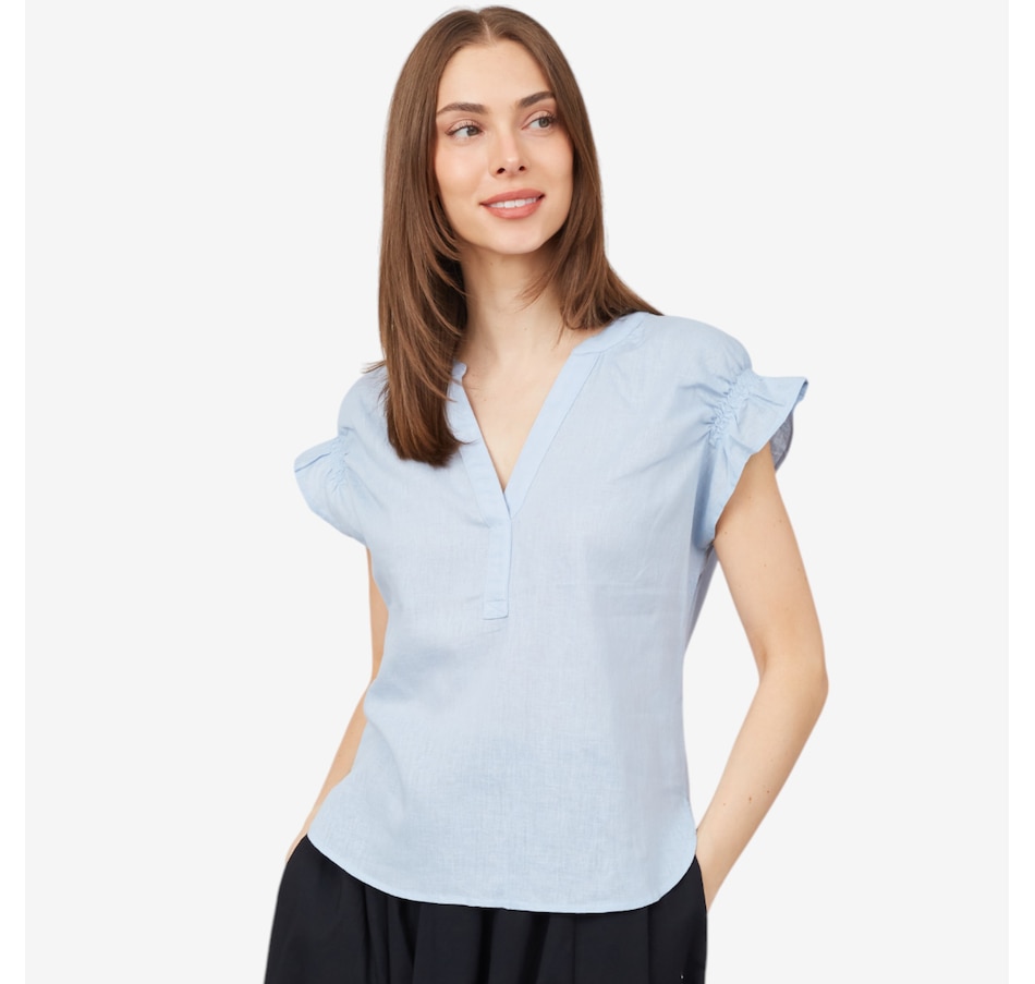 Image 103280_PWB.jpg, Product 103-280 / Price $59.88, Parker & Rowe Split Neck Top from Parker & Rowe on TSC.ca's Fashion department