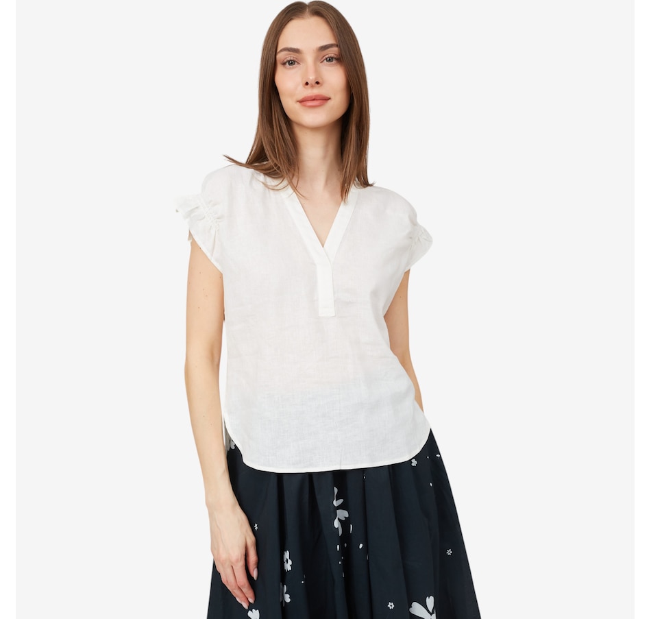 Image 103280_WHT.jpg, Product 103-280 / Price $59.88, Parker & Rowe Split Neck Top from Parker & Rowe on TSC.ca's Fashion department