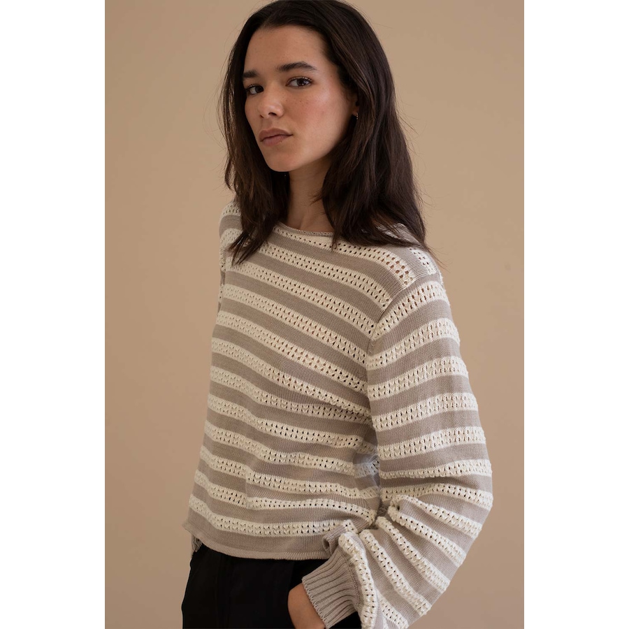 Image 103286_ECR.jpg, Product 103-286 / Price $49.33, Mus & Bombon Pantelleria Striped Open Knit Sweater from Mus & Bombon on TSC.ca's Fashion department